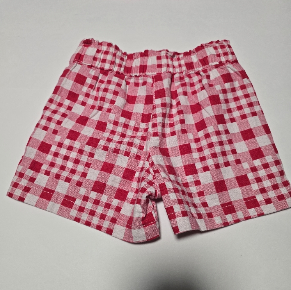 Girl's Size 4/5 Linen Blend 2-Piece Tank & Easy Pull-On Short Set - Red Gingham - Picture 5 of 8